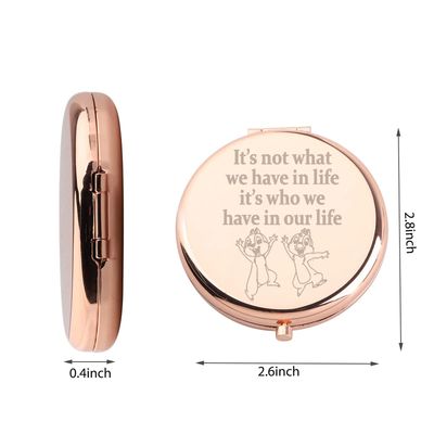WUSUANED Chip Makeup Mirror It Not What We Have in Life It Who We Have in Our Life Mirror Dale Fan Gift Cartoon Inspired Gift Squirrel Lover Gift (Chip and Dale Mirror)