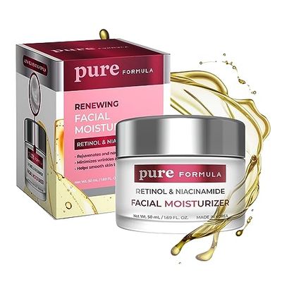 Pure Formula Retinol and Niacinamide Daily Face Moisturizer - Treats Acne &amp; Hyperpigmentation, Brightening &amp; Anti-aging Day Cream - Cruelty Free Korean Skin Care - All Skin Types - 1.69 Fl. oz/ 50ml