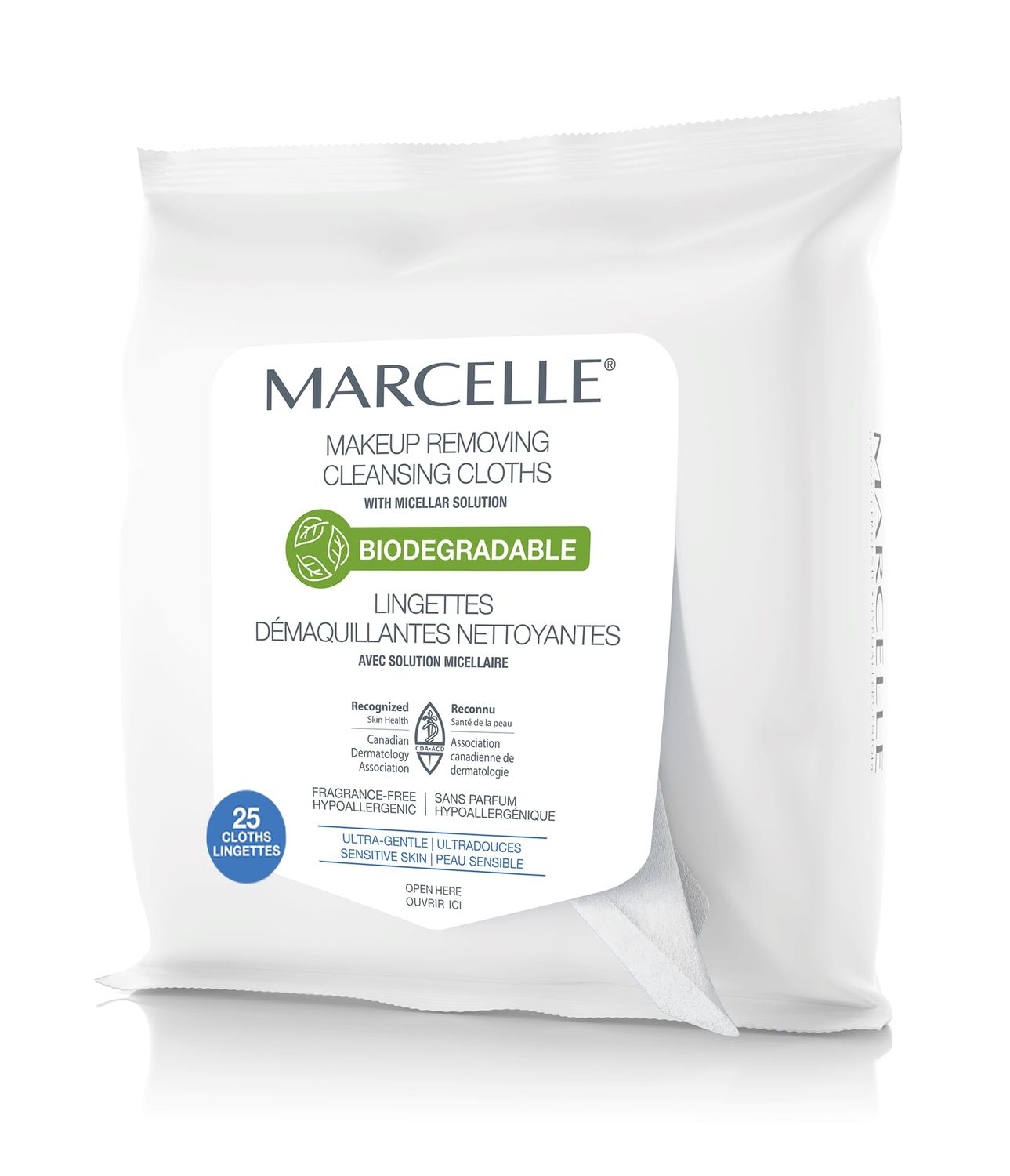 Marcelle Biodegradable and Recyclable Ultra Gentle Makeup Removing Cloths, 25 Wipes