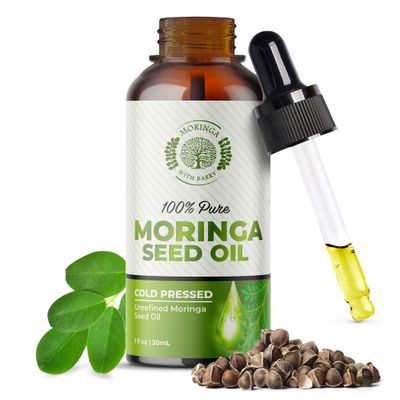 Moringa Seed Oil - 100% Pure, Cold-Pressed &amp; Virgin, Unrefined Non-GMO Vegan Oil, Ultra-Hydrating Moisturizer for Dry Skin, Damaged Hair &amp; Body, Anti-Aging, Ideal Carrier Oil