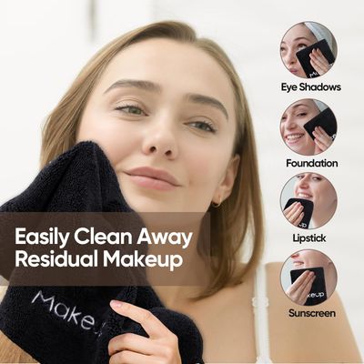 HOMEXCEL Makeup Remover Wash Cloth 6 Pack, Soft Quick Dry Facial Cleansing Makeup Towels, Fingertip Face Towel Washcloths for Hand and Make up, 13 x 13 Inch, Black