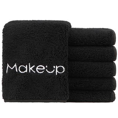 HOMEXCEL Makeup Remover Wash Cloth 6 Pack, Soft Quick Dry Facial Cleansing Makeup Towels, Fingertip Face Towel Washcloths for Hand and Make up, 13 x 13 Inch, Black