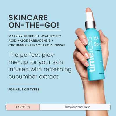 Timeless Skin Care HA Matrixyl 3000 with Cucumber Spray - Skin Mist with Hyaluronic Acid - Fragrance-Free Hydrating Face Spray - Soothing Matrixyl Skin Care Mist - 4 oz