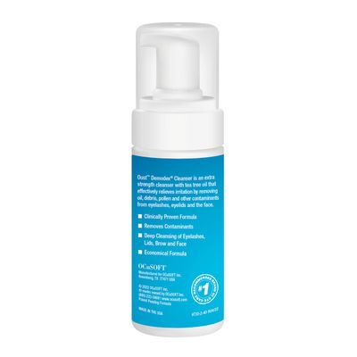 OCuSOFT Oust Demodex Foam Cleanser - Extra Strength - Foaming Cleanser for Eyelids &amp; Eyelashes with Tea Tree Oil - Eyelid Cleanser to Remove Oil, Debris &amp; Pollen - 1.68 fl oz