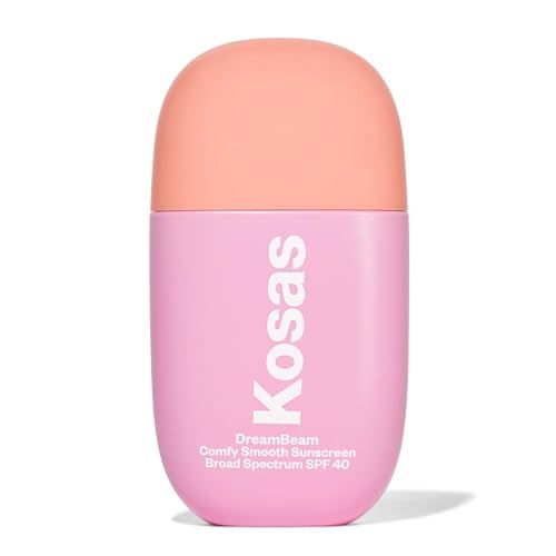 Kosas DreamBeam Mineral Sunscreen SPF 40 - Smooth Liquid Sun Protection for Face - Lightweight Makeup Base w/Hyaluronic Acid, Ceramides &amp; Peptides - Subtle Radiant Finish, Original, 40 ml