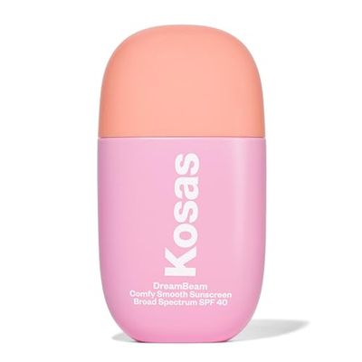 Kosas DreamBeam Mineral Sunscreen SPF 40 - Smooth Liquid Sun Protection for Face - Lightweight Makeup Base w/Hyaluronic Acid, Ceramides &amp; Peptides - Subtle Radiant Finish, Original, 40 ml