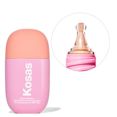 Kosas DreamBeam Mineral Sunscreen SPF 40 - Smooth Liquid Sun Protection for Face - Lightweight Makeup Base w/Hyaluronic Acid, Ceramides &amp; Peptides - Subtle Radiant Finish, Original, 40 ml