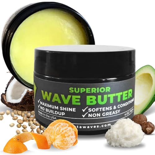 Veeta Superior Wave Grease - Maximum Shine, Non-Greasy Shea &amp; Tangerine Conditioner for Men&#39;s 360 Waves (4 oz)