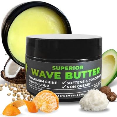 Veeta Superior Wave Grease - Maximum Shine, Non-Greasy Shea &amp; Tangerine Conditioner for Men&#39;s 360 Waves (4 oz)