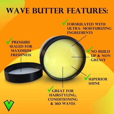 Veeta Superior Wave Grease - Maximum Shine, Non-Greasy Shea &amp; Tangerine Conditioner for Men's 360 Waves (4 oz)