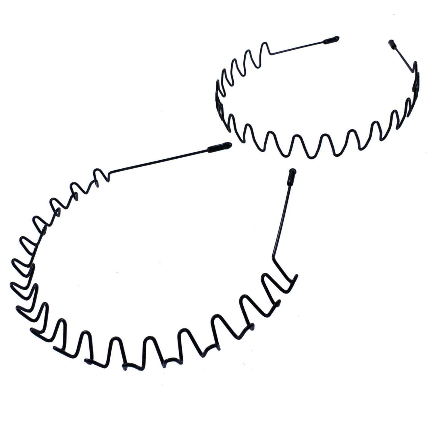 Metal Hair Band for Men and Women - 2 Pack Sleek and Durable Unisex Non Slip Headbands Wavy Springs for Sports Outdoor Sports Washing Face Make Up Skincare - Black Headband Clips for Hair Hoop