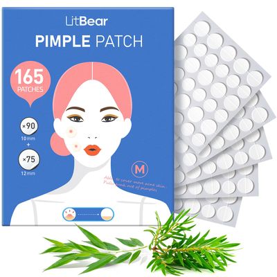 LitBear Pimple Patches for Face with Salicylic Acid &amp; Tea Tree Oil, Hydrocolloid Acne Pimple Patch for Covering Zits and Blemishes, Fast-Acting Spot Stickers, 165 Counts