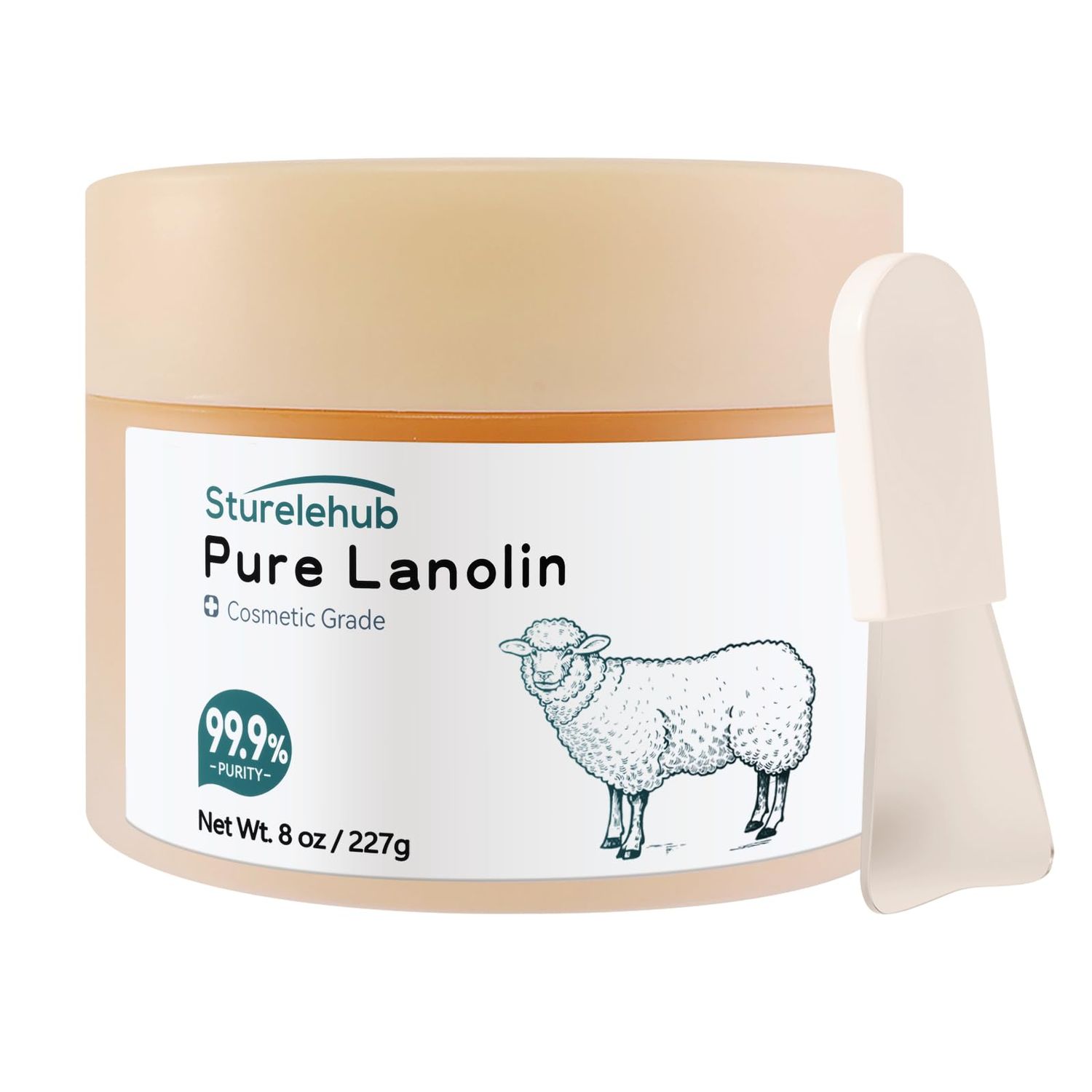 Sturelehub Pure Lanolin, 8OZ 99.9% Purity, Cosmetic Grade, Lanolin Cream For Hand And Foot Care, Nipple Cream, Pure Lanolin For Homemade Cosmetics