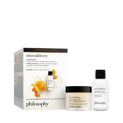 philosophy microdelivery vitamin c resurfacing peel kit - with lactic acid &amp; sunflower seed oil - two-step treatment to smooth rough texture, even skin tone and minimize the appearance of fine lines