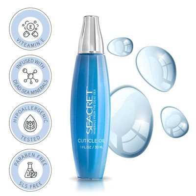 SEACRET Cuticle Oil with Dead Sea Minerals - Helps Strengthen the Nail, Cuticle Softener for Dry and Damaged Cuticles, Natural Nail Care with Vitamin E &amp; Jojoba - Compact &amp; Travel-Friendly (30ml)