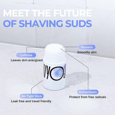 WYOS Shaving Cream Sticks 2 Pack, Travel Size, Vegan, Cruelty Free, Clean Label, Sulfate Free, Paraben Free, Leak Free, No Mess, Hydrating Smooth Lather, Sensitive Skin Close Shave For Women and Men