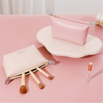 ZIXINZIYI Makeup bags, cosmetics bags, travel makeup bags, skincare storage bags, toiletries bags, portable waterproof leather wash bags (F-Brown+Purple)