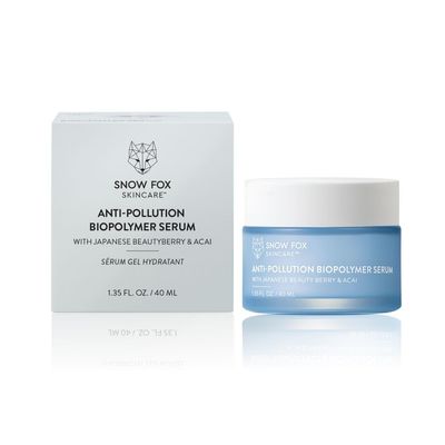 Snow Fox Skincare Anti-Pollution Biopolymer Serum - Squalene &amp; Essential Oils Hydrate Skin - Protective Shield from Dust &amp; Pollution - All-Season Skincare - Japanese Moisturizer, 1.35 fl oz