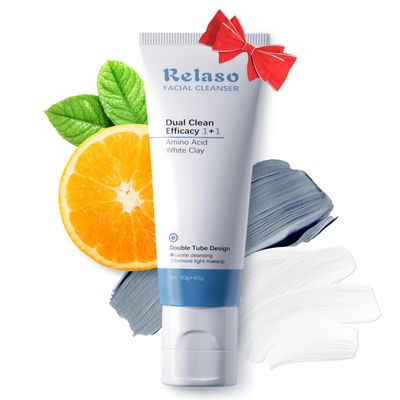 Relaso Clay Mask, Double effect Mud Mask for Face and Body, Spa Quality Pore Reducer for Acne, Blackheads &amp; Oily Skin Deep Clean for All Skin Type,Natural Vegan Skincare,Tightens Skin &amp; Exfoliate.