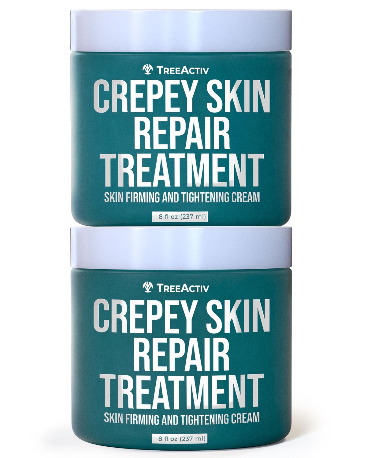 TreeActiv Crepey Skin Repair Treatment, 2-Pack, Firming Cream For Face and Neck, Skin Firming and Tightening Lotion with Hyaluronic Acid, Crepey Skin Treatment to Moisturize Dry Crepe Skin, 1000+ Uses