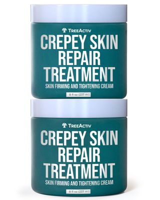 TreeActiv Crepey Skin Repair Treatment, 2-Pack, Firming Cream For Face and Neck, Skin Firming and Tightening Lotion with Hyaluronic Acid, Crepey Skin Treatment to Moisturize Dry Crepe Skin, 1000+ Uses