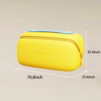 Travel Makeup Bag -EVA material, Large Capacity, Waterproof, Easy to Clean, Segregated, Perfect for Women, Girls - Essential Organizer for Makeup, Skincare, Charger &amp; Eyeliner (Yellow, S size)