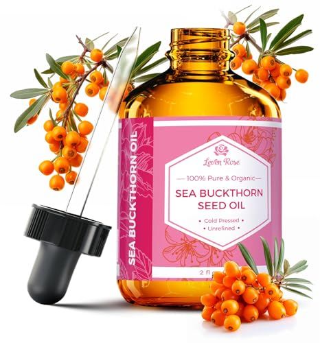 Leven Rose Sea Buckthorn Seed Oil, 100% Pure Unrefined Cold Pressed for Hair Skin and Nails (2 oz)