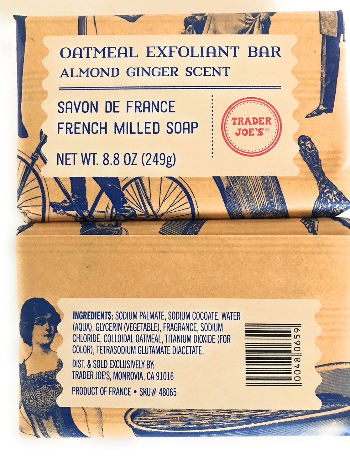 Trader Joe&#39;s Ginger Almond Oatmeal Exfoliant Soap (Pack of 2 Bars) - A Luxurious French Recipe