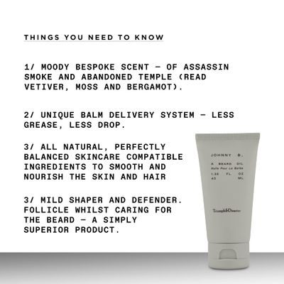 TRIUMPH &amp; DISASTER | Johnny B Beard Oil | Nourish Mens Skin &amp; Beard - Soothes the Skin &amp; Promotes Beard Growth, 1.35 fl oz