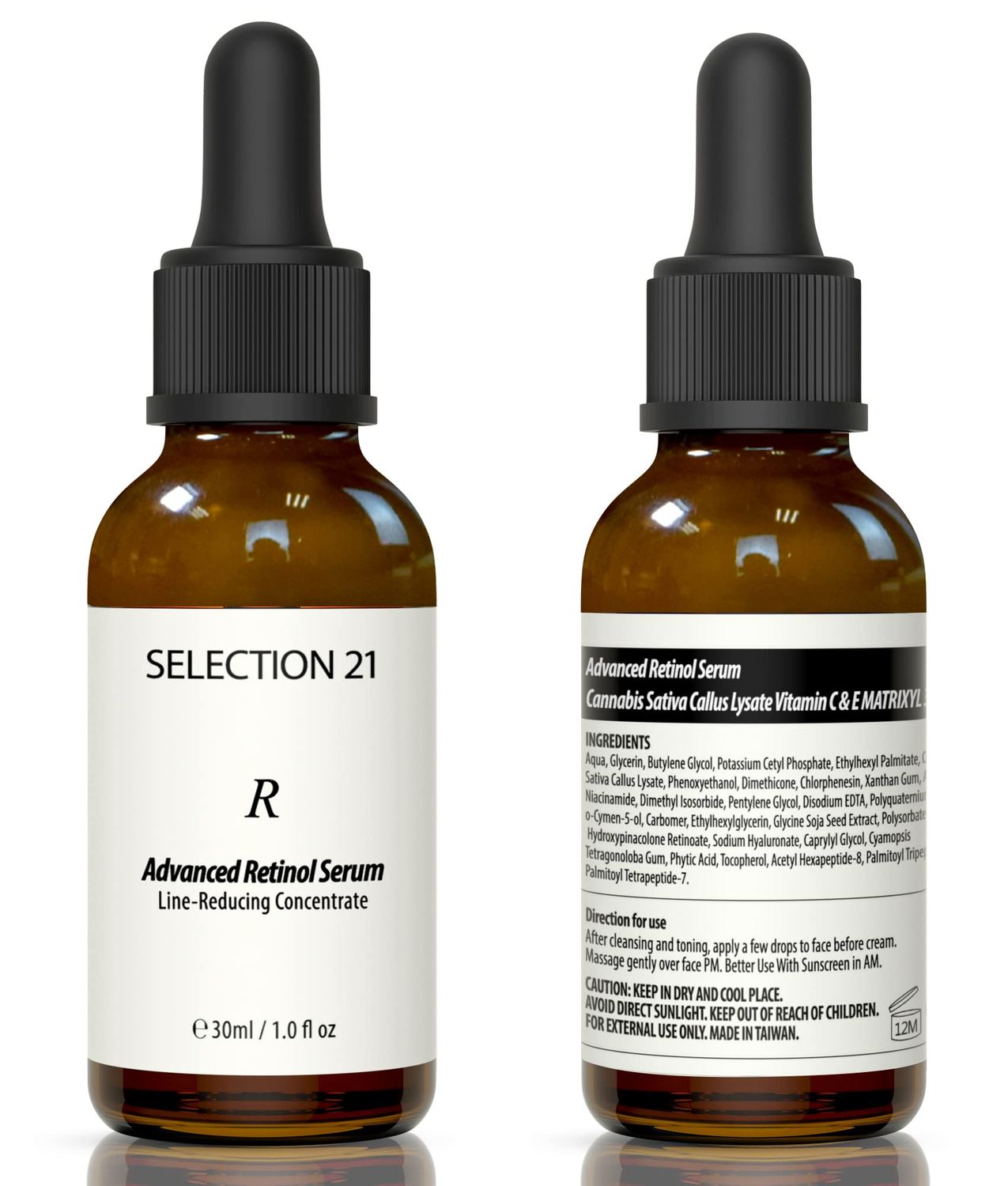 Selection 21 Advanced Retinol Serum for Face Anti-Wrinkle Serum with 5% Vitamin A Anti-aging Complex, , Reduce Fine Lines with Argireline Peptides Matrixyl 3000 Stem Cell Serum 1 Fl OZ.