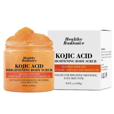 Kojic Acid Body Scrub - With Pure Kojic Acid and Orange Oil | Natural Exfoliating Salt Body &amp; Face Scrub-With Dead Sea Salt | Glycerin Grapeseed Oil Jojoba Oil- Exfoliates and Softens Skin 8.8 oz