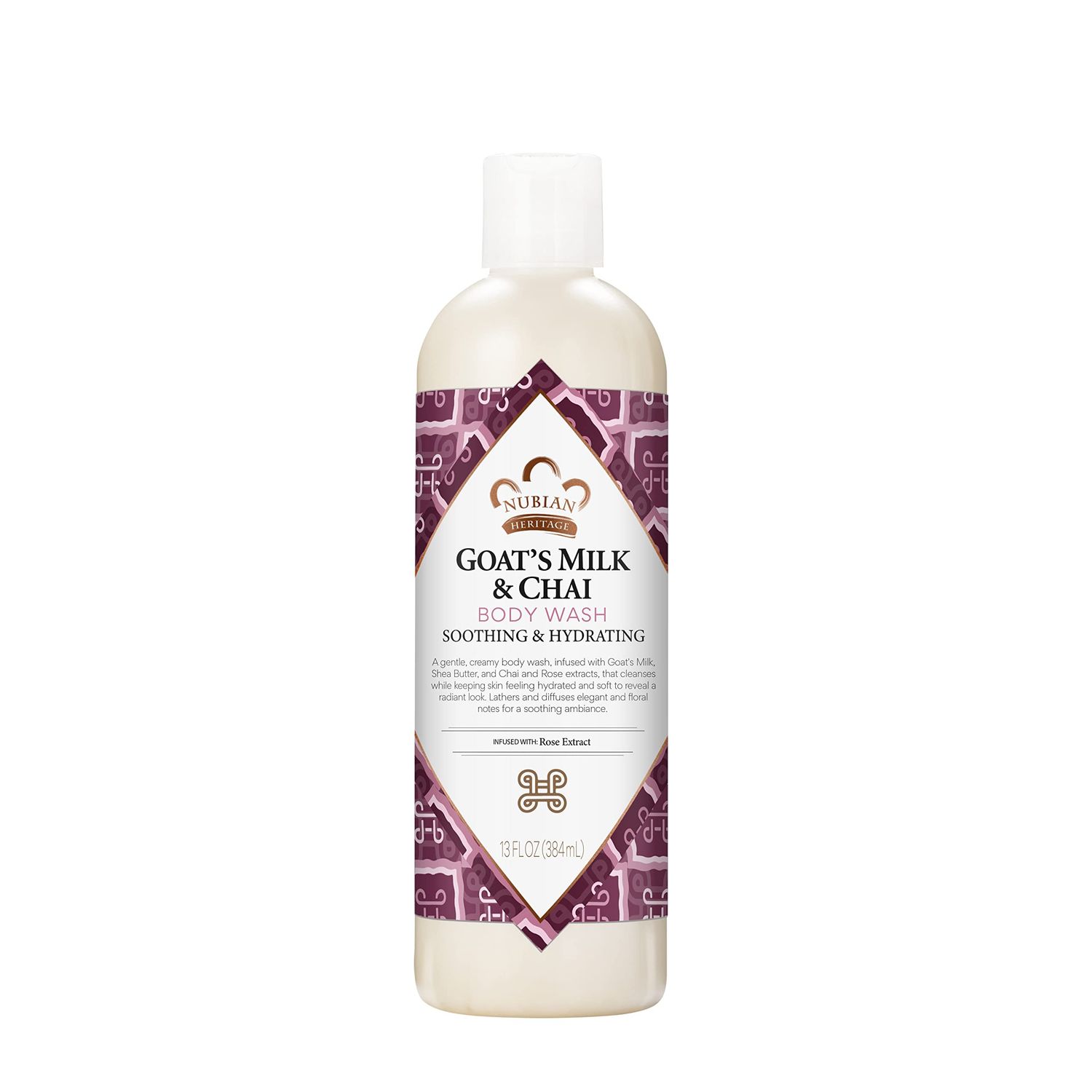 Nubian Heritage Body Wash Goats Milk and Chai Soothing &amp; Hydrating Body Cleanser Made with Fair Trade Shea Butter, 13 oz