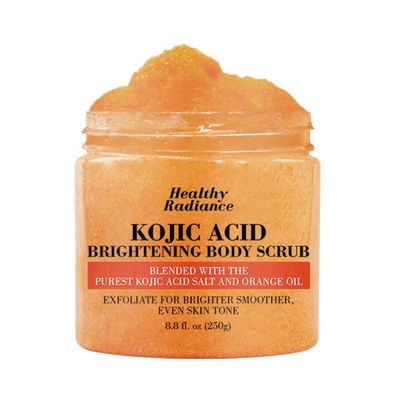 Kojic Acid Body Scrub - With Pure Kojic Acid and Orange Oil | Natural Exfoliating Salt Body &amp; Face Scrub-With Dead Sea Salt | Glycerin Grapeseed Oil Jojoba Oil- Exfoliates and Softens Skin 8.8 oz