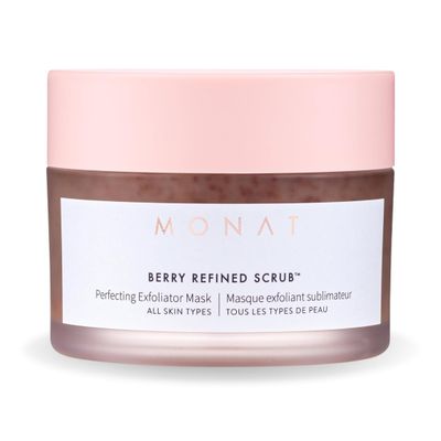 MONAT Berry Refined Scrub - Perfecting Exfoliator Mask with Skin-Brightening AHAs and Cranberry Seeds, 87ml