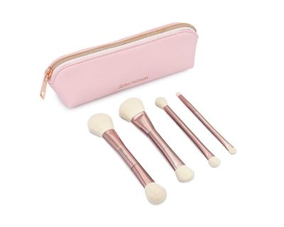 Jenny Patinkin Demi Dual Ended Makeup Brush Set with Case, 4 Vegan makeup brushes, Travel &amp; Professional makeup Brush set,