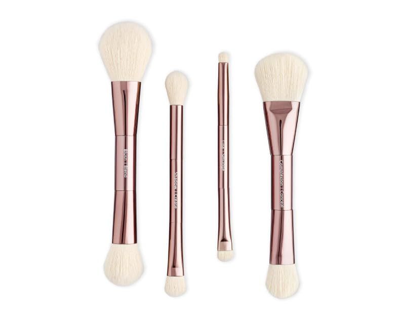 Jenny Patinkin Demi Dual Ended Makeup Brush Set with Case, 4 Vegan makeup brushes, Travel &amp; Professional makeup Brush set,
