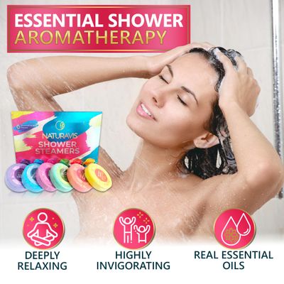 Shower Steamers Aromatherapy Gift Set - Eucalyptus &amp; Mint Scented Shower Bombs for Stress Relief and Relaxation - 6 Shower Tablets for Women and Men - Perfect Self-Care Gift for Birthdays and Holidays