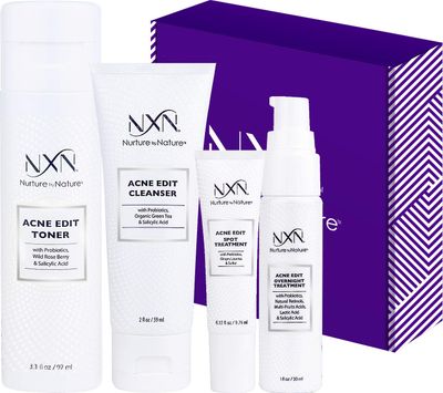 NxN Acne Treatment Kit 4-Step Clear Skin System with Salicylic Acid, Probiotics, Sulfer &amp; Natural Retinols, Control Blemishes &amp; Breakouts, Face Care Solution Set for All Skin Types Including Sensitive