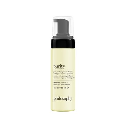 philosophy purity made simple pore purifying foam facial cleanser - with papaya enzyme &amp; glycolic acid - foaming face wash - removes dirt and impurities from pores - 5 fl oz