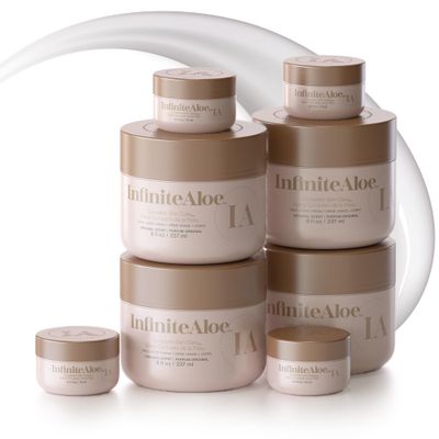 InfiniteAloe Moisturizer Face Cream Aloe Vera, for Face, Body and Hand, Complete Skin Care for all skin types, Everyday Hero Original Scent - 4 Large Jar 8 oz &amp; 4 Travel Jar 0.5 oz