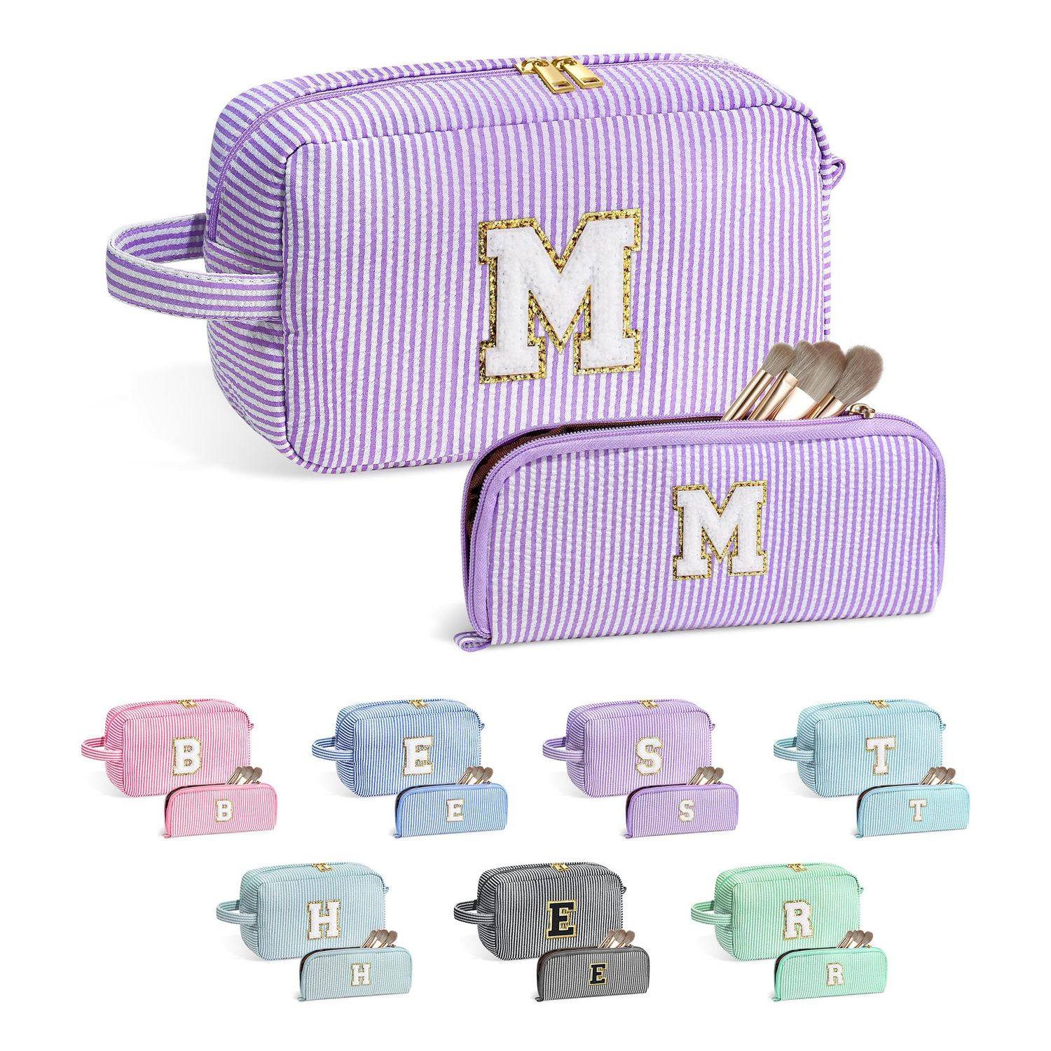 YOOLIFE Birthday Gifts for Girl - Valentines Day Gifts for Kids, Gifts for 5 6 7 8 9 10 11 12 13 14 15 16 Teen Girls Kid, Teen Girl Gifts Trendy Stuff, Teenage Girl Gifts, Initial Makeup Bag M