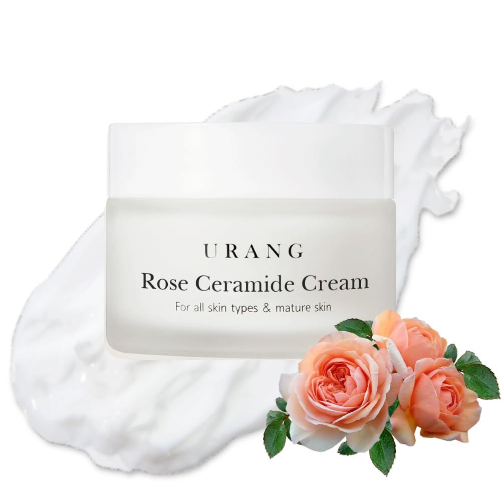 URANG Rose Ceramide Cream | Organic Natural Anti-Aging | Deep Ceramide Moisturizer | Natural Skin care For Oily, Dry, Sensitive, &amp; Mature Skin | 1.69 oz