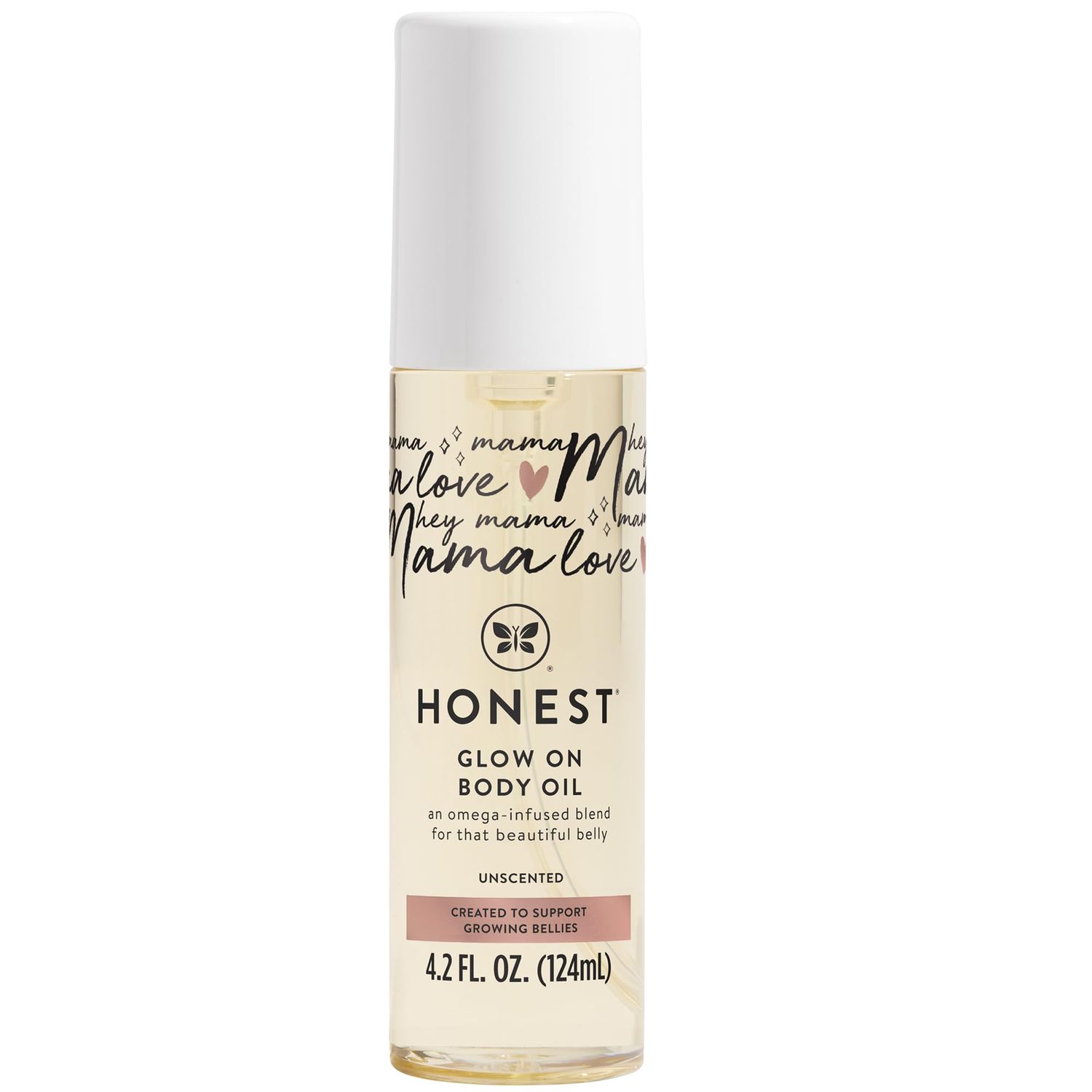 The Honest Company Honest Mama Hydrating and Soothing Glow On Body + Belly Oil | Plant-Based, Hypoallergenic, Fragrance-Free | 4.2 fl oz
