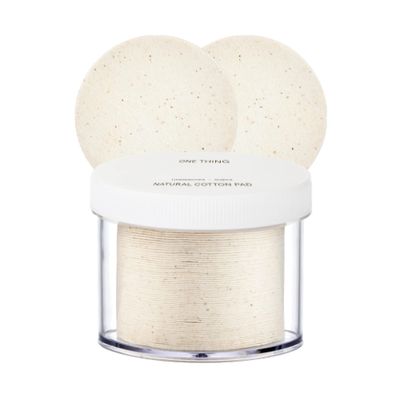 ONE THING Unbleached Cotton Pads | DIY Dry Toner Pads, Large Size Exfoliating Soft Lightweight Face Rounds | Daily Travel Size Refill No Lint Double Sided | Korean Skin Care (60 Pads in a Container)