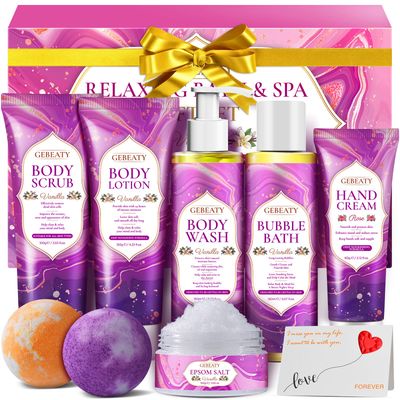 Spa Gifts for Women,Unique Mom Wife Womens Birthday Gifts to Relax &amp; Stress Relife,Relaxing Spa Gifts Basket for Women,Vanilla Spa Gift Set Kit,Bath Set for Women Christmas Stocking Stuffers for Her
