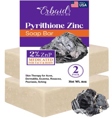 Pyrithione Zinc Soap Bar for Face &amp; Body, 4oz | 2% ZnP Bar Soap Skin Repair Cleanser for Acne, Rosacea, Eczema, Dermatitis, Psoriasis, Itching | Cleansing, Calming Zinc Facial Wash Made in USA