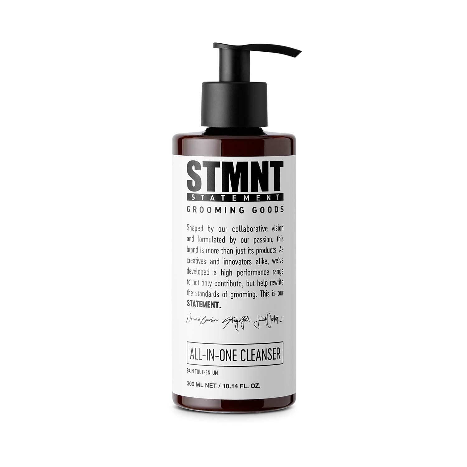 STMNT Grooming Goods All-In-One Daily Cleanser, 10.1 oz | SLS/SLES Sulfates Free | Extra Caring Formula w/ Activated Charcoal &amp; Menthol