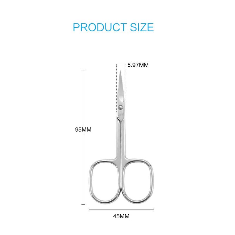 LIVINGO Premium Manicure Nail Scissors, Multi-purpose Stainless Steel Cuticle Beauty Grooming Kit for Eyebrow, Eyelash, Dry Skin Curved Blade 3.5 inch