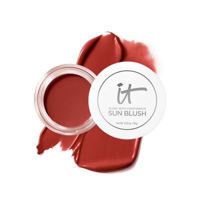 IT Cosmetics Glow with Confidence Sun Cream Blush, Sun Gaze - Blendable &amp; Buildable Blush + Bronzer for a Pop of Sun-Blushed Color - 24HR Hydration with Hyaluronic Acid, Peptides &amp; Vitamin E- 0.63 oz
