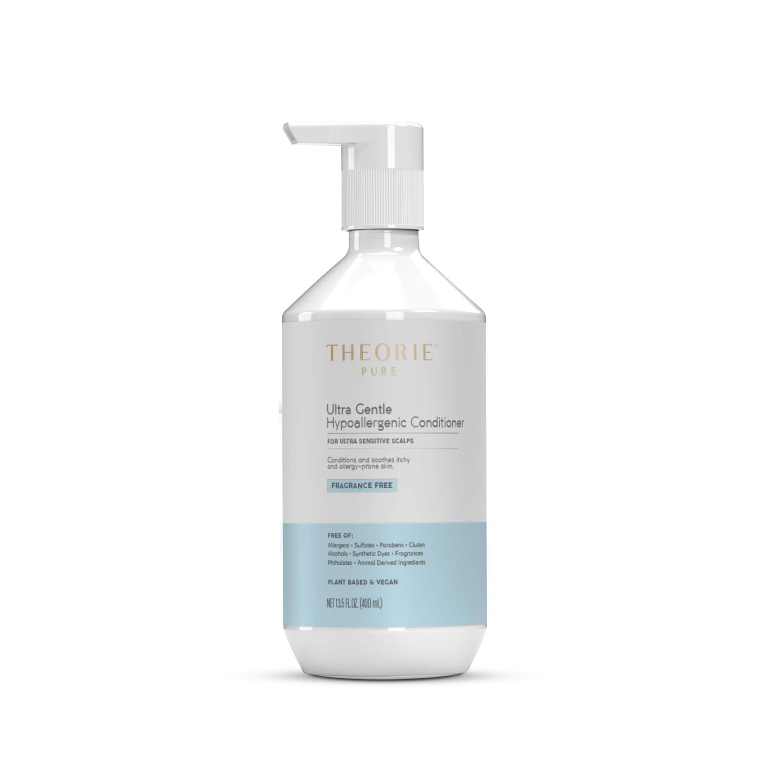 Theorie Pure Collection Hypoallergenic Conditioner-Plant &amp; Vegan - Conditions, Soothe Itchy &amp; Allergy Prone Skin - Fragrance-Free - Ultra Sensitive Scalp, Pump Bottle - 400mL - Pack of 1